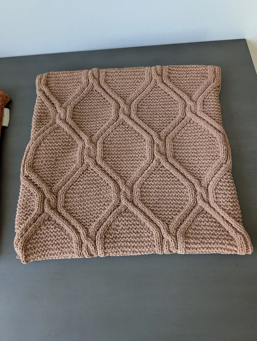 Magaschioni Textured Knit Pillow Covers Rust Blush Set Of 2 Chenille Stretch Zip